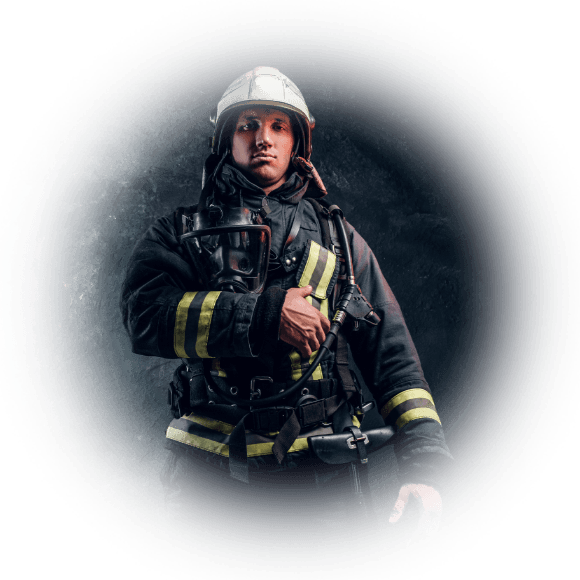 Fireman with granite background